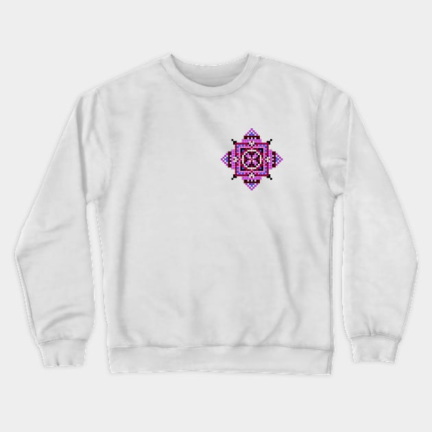 small purple pocket size pixelated mandala Crewneck Sweatshirt by DARNA